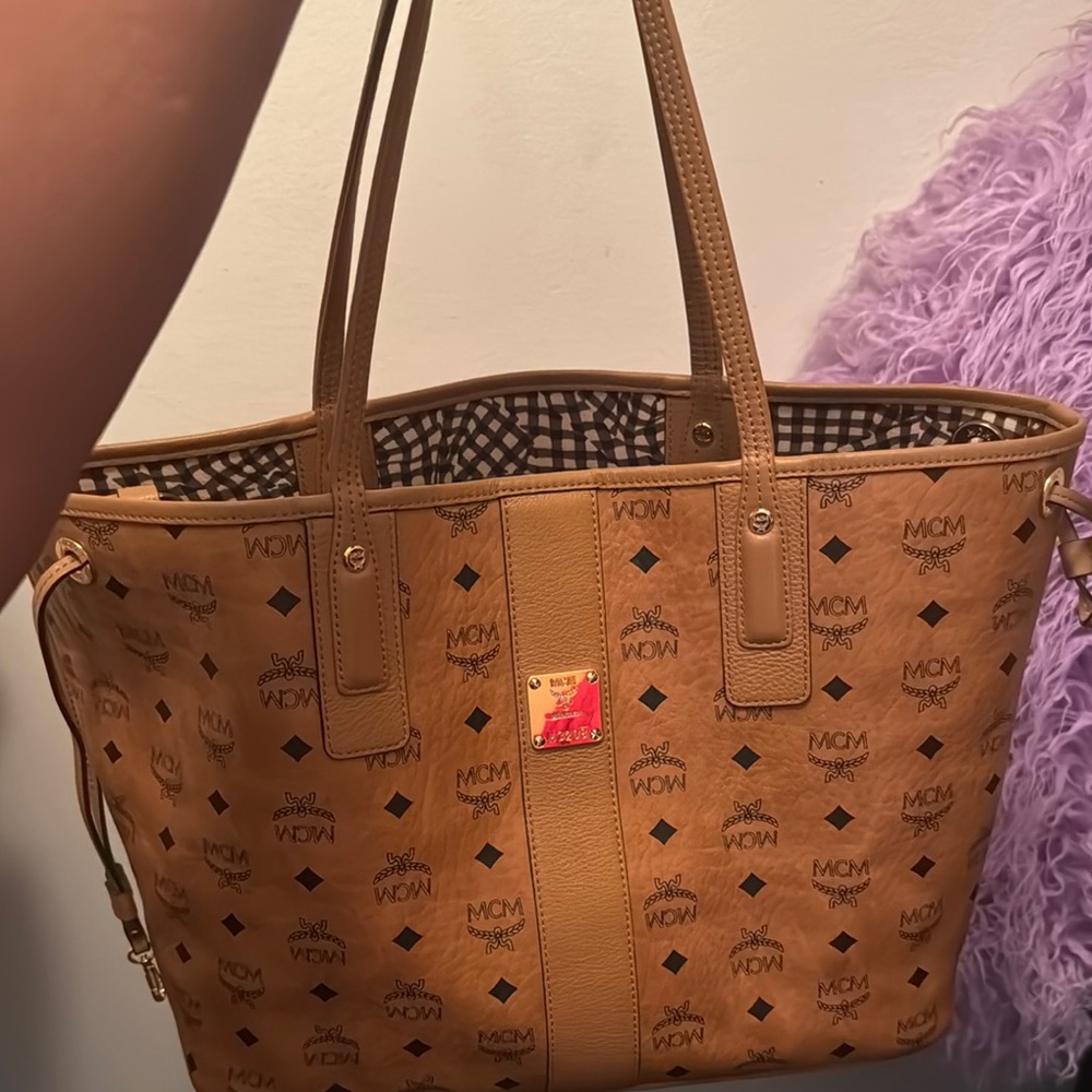 MCM Tan Leather Tote Bag